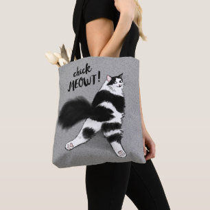 Karo Meowt! Funny Cat Sploot Black and White Cat Tasche