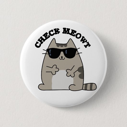 Karo Meowt Funny Cool Cat Pub Button (Vorderseite)
