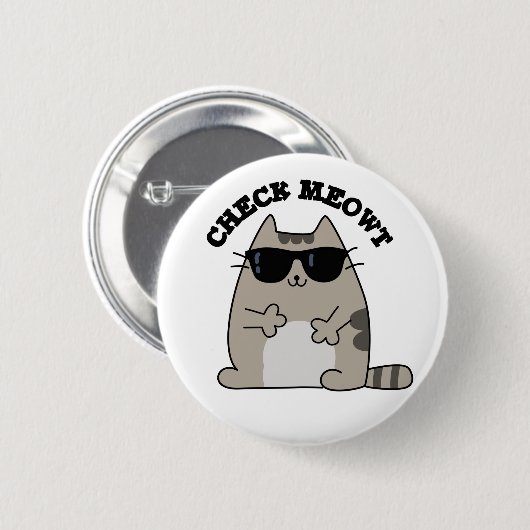 Karo Meowt Funny Cool Cat Pub Button (Vorne & Hinten)