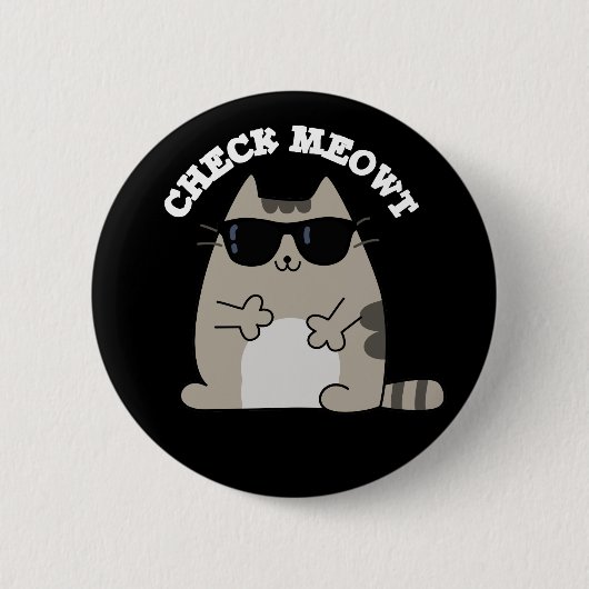 Karo Meowt Funny Cool Cat Pun Dark BG Button (Vorderseite)