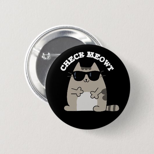 Karo Meowt Funny Cool Cat Pun Dark BG Button (Vorne & Hinten)