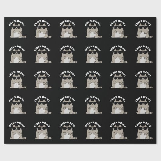 Karo Meowt Funny Cool Cat Pun Dark BG Geschenkpapier (Flach)