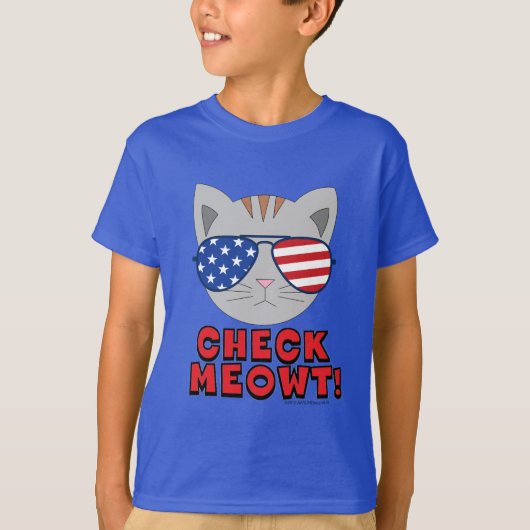 KARO MEOWT! Katze mit amerikanischer Sonnenbrille T-Shirt (Vorderseite)