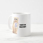 Karo Meowt Katze mit Sonnenbrille und Krawatte Fun Kaffeetasse (Vorderseite Links)