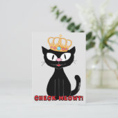 KARO MEOWT Niedlich Funny Black Cartoon Cat Postkarte (Stehend Vorderseite)