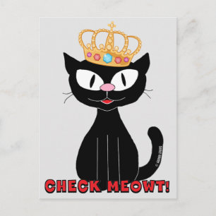 Karo MEOWT Niedlich Funny Black Cartoon Cat Postkarte