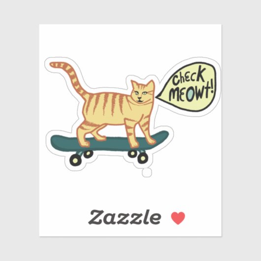 KARO MEOWT! Niedliche Skateboarding Tabby Cat Aufkleber (Blatt)