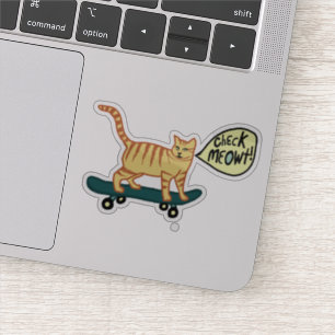 KARO MEOWT! Niedliche Skateboarding Tabby Cat Aufkleber