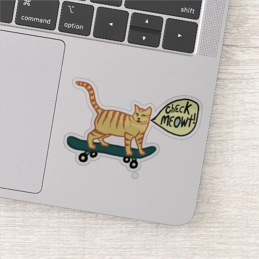 KARO MEOWT! Niedliche Skateboarding Tabby Cat Aufkleber (Detail)