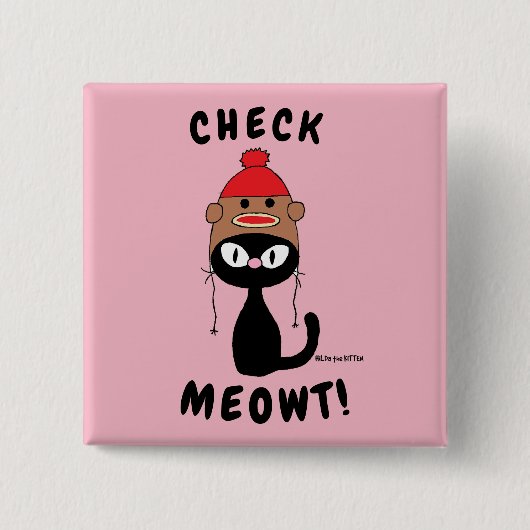 "KARO MEOWT!" niedlicher Cartoon Button (Vorderseite)