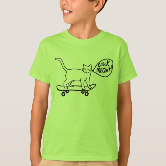 Karo Meowt Punny Skateboarding Cat T - Shirt (Vorderseite)