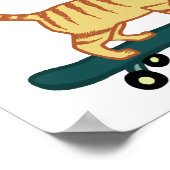 Karo Meowt Punny Skateboarding Tabby Cat Poster (Ecke)