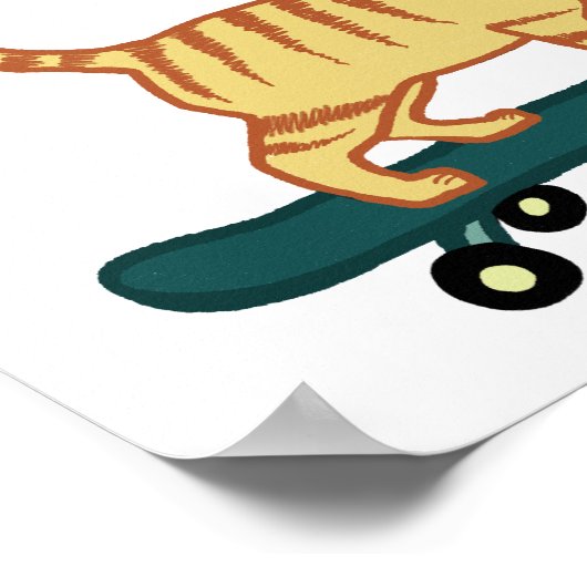 Karo Meowt Punny Skateboarding Tabby Cat Poster (Ecke)