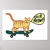 Karo Meowt Punny Skateboarding Tabby Cat Poster (Vorne)