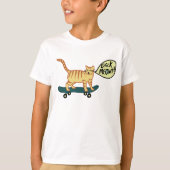 Karo Meowt Punny Skateboarding Tabby Cat T - Shirt (Vorderseite)