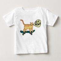 Karo Meowt Punny Skateboarding Tabby Cat T - Shirt