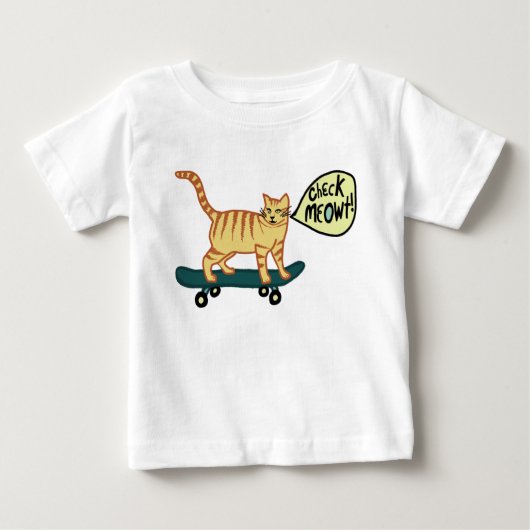 Karo Meowt Punny Skateboarding Tabby Cat T - Shirt (Vorderseite)