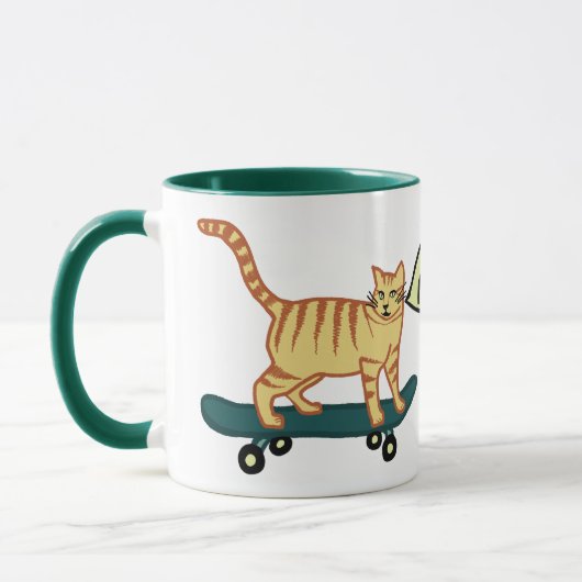 Karo Meowt Punny Skateboarding Tabby Cat Tasse (Links)