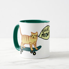 Karo Meowt Punny Skateboarding Tabby Cat Tasse