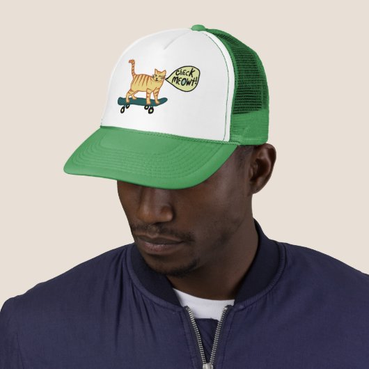 Karo Meowt Punny Skateboarding Tabby Cat Truckerkappe (Beispiel)