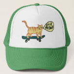 Karo Meowt Punny Skateboarding Tabby Cat Truckerkappe<br><div class="desc">KARO MEOWT! Hast du schon einmal eine Skateboardkatze gesehen? Karo diesen lustigen Katzenhut und Karo in meinem Shop für mehr passende Artikel wie Tasse,  Aufkleber und mehr. Und natürlich auch mehr Katzenzeug. Passen Sie dies mit einem Namen oder einem anderen Text an.</div>