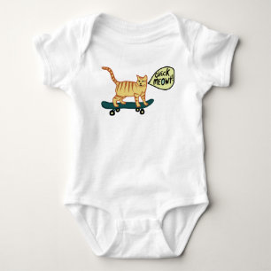 Karo Meowt Punny Skateboarding Tablet Katze Baby Strampler