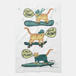 Karo Meowt! Skateboard Surf Snowboard Tabby Katze Geschirrtuch
