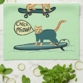 Karo Meowt! Skateboard Surf Snowboard Tabby Katze Geschirrtuch (Gefaltet)