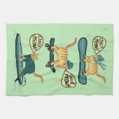Karo Meowt! Skateboard Surf Snowboard Tabby Katze Geschirrtuch (Horizontal)