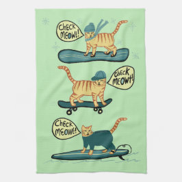 Karo Meowt! Skateboard Surf Snowboard Tabby Katze Geschirrtuch