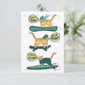 Karo Meowt! Skateboard Surfer Snowboard Cat Card (Stehend Vorderseite)