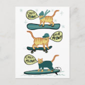 Karo Meowt! Skateboard Surfer Snowboard Tabby Katz Postkarte (Vorderseite)