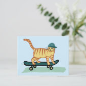 Karo Meowt! Skateboard Tabby Cat CUSTOMIZE IT Postkarte (Stehend Vorderseite)