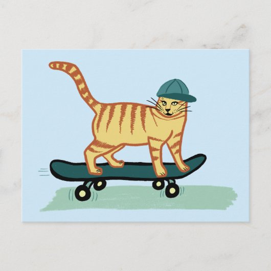 Karo Meowt! Skateboard Tabby Cat CUSTOMIZE IT Postkarte (Vorderseite)
