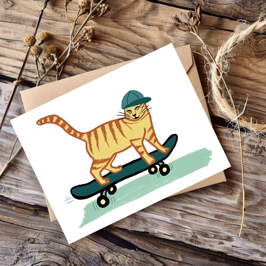 Karo Meowt! Skateboard Tabby Cat CUSTOMIZE IT Postkarte