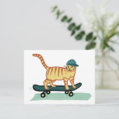 Karo Meowt! Skateboard Tabby Cat CUSTOMIZE IT Postkarte (Stehend Vorderseite)