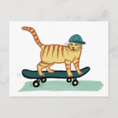 Karo Meowt! Skateboard Tabby Cat CUSTOMIZE IT Postkarte (Vorderseite)