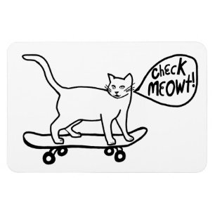 Karo Meowt! Skateboarding Kitty Cat Magnet