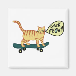 Karo Meowt! Skateboarding Tabby Cat Magnet