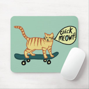 KARO MEOWT Skateboarding Tabby Katzengrün Mousepad