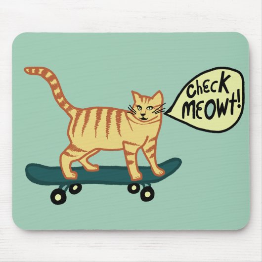 KARO MEOWT Skateboarding Tabby Katzengrün Mousepad (Vorne)