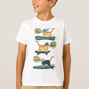 Karo Meowt! Skateboardsnowboard-Surfertabby-Katze T-Shirt