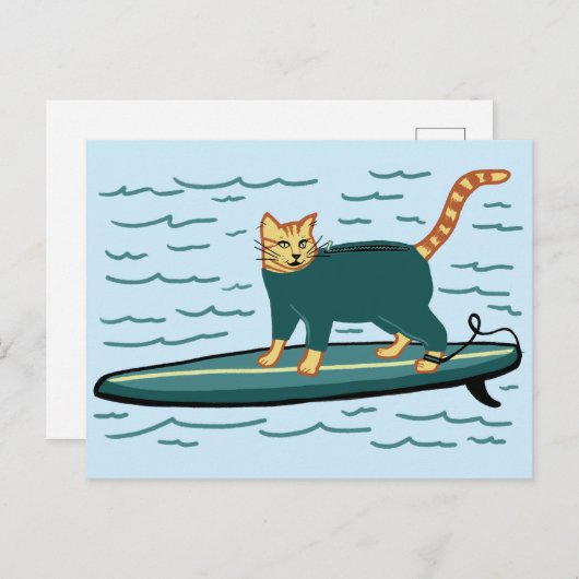 Karo Meowt! Surfer Tabby Cat CUSTOMIZE IT Postkarte (Vorne/Hinten)
