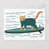 Karo Meowt! Surfer Tabby Cat CUSTOMIZE IT Postkarte (Vorderseite)