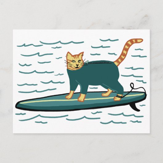 Karo Meowt! Surfer Tabby Cat CUSTOMIZE IT Postkarte (Vorderseite)