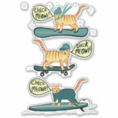 KARO MEOWT! Tabby Cat Skateboard Surf Snowboard Aufkleber (Vorderseite)