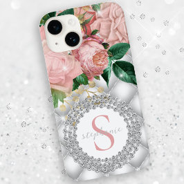 Karo Monogram Roses Funkelnd Blende gespannt Case-Mate iPhone 14 Hülle
