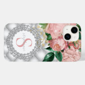 Karo Monogram Roses Funkelnd Blende gespannt Case-Mate iPhone Hülle (Rückseite (Horizontal))