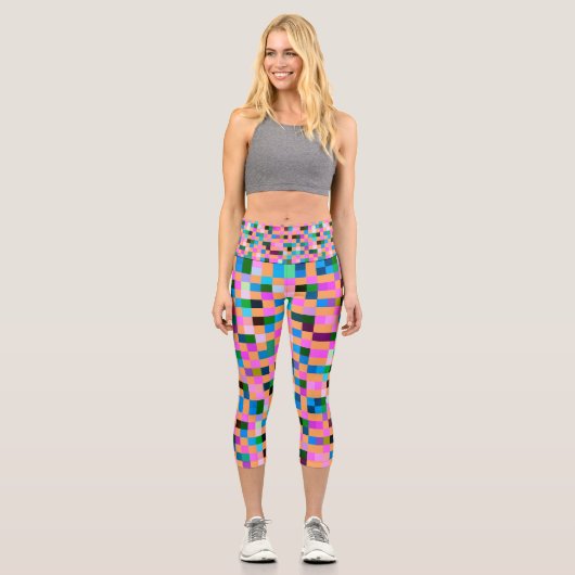 Karo Muster 3 Capri Leggings (Vorderseite)