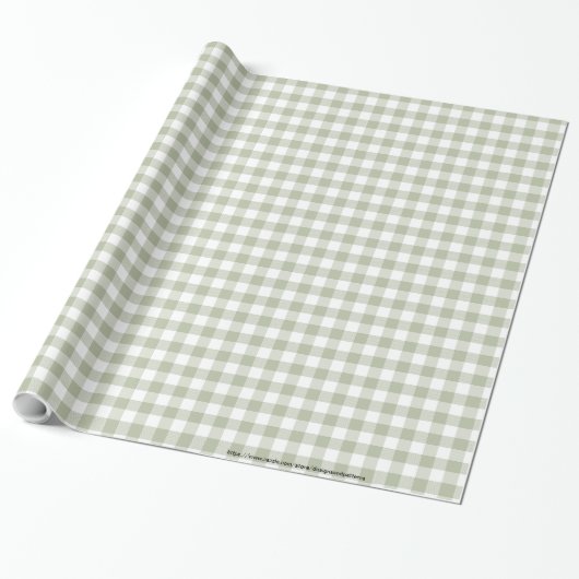 Karo-Muster für Light Sage Green und White Gingham Geschenkpapier (Ungerollt)